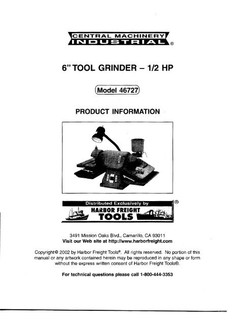 6” TOOL GRINDER — 1/2 HP - Micro-Machine-Shop.com