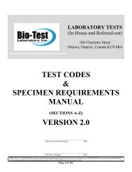 TEST CODES & SPECIMEN REQUIREMENTS MANUAL VERSION 2.0