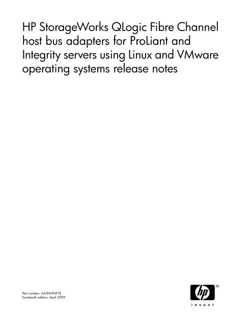 HP StorageWorks QLogic Fibre Channel host bus adapters for ...