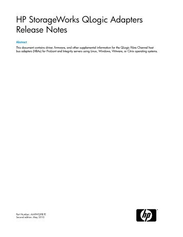 HP StorageWorks QLogic Adapters Release Notes - Hewlett Packard