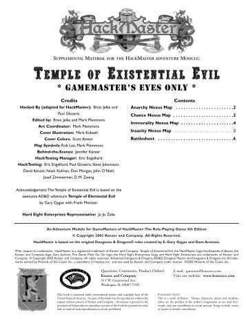 TEMPLE OF EXISTENTIAL EVIL - Kenzer & Company