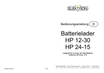 Batterielader HP 12-30 HP 24-15 - ELEKTRON Bremen