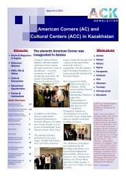 American Corners (AC) and Cultural Centers (ACC) in Kazakhstan