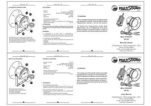 Mod. POCKET HP-24 User Manual Mod. POCKET HP-24 Manuale ...