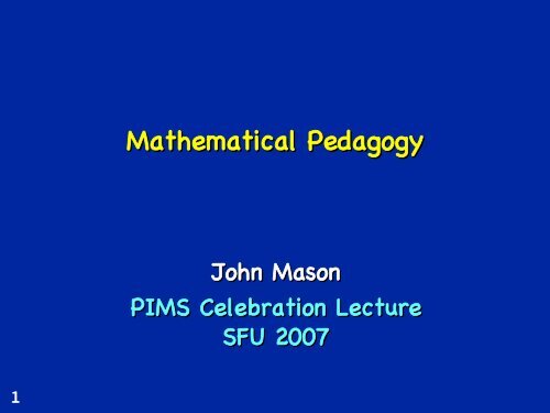 Mathematical Pedagogy