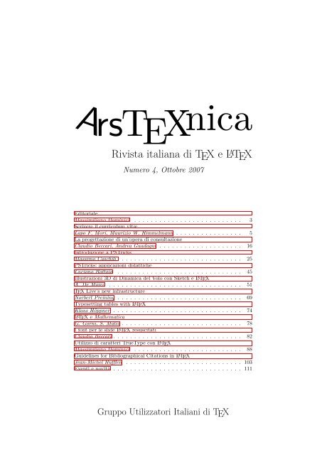 ArsTeXnica, Numero 4, Ottobre 2007 - GuIT - Scuola Superiore Sant ...