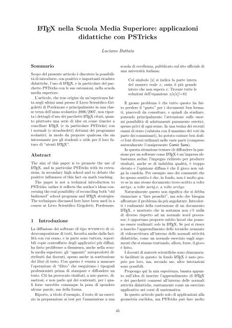 ArsTeXnica, Numero 4, Ottobre 2007 - GuIT - Scuola Superiore Sant ...