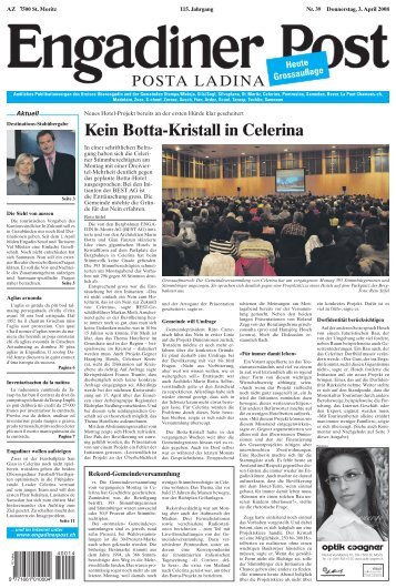 Kein Botta-Kristall in Celerina - Engadiner Post