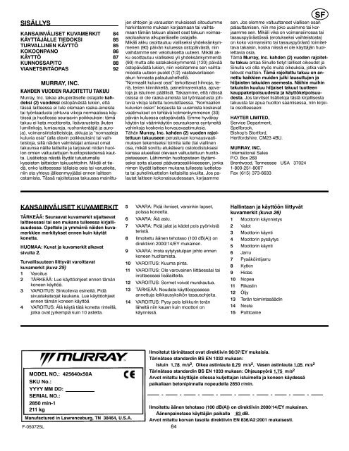 Instruction Book − Riding Mower Model ... - Safe Motor AS