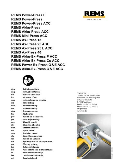 REMS Power-Press E REMS Power-Press REMS Power-Press ACC ...