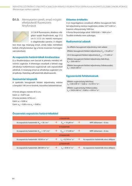 Nem kötelező érvényű útmutató a 2006/25/EK irányelv végrehajtása ...