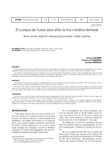 El yunque de hueso para afilar la hoz metálica dentada - Aranzadi