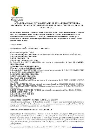 acta sesión extraordinaria 11 de junio de 2011 - Hoz de Jaca