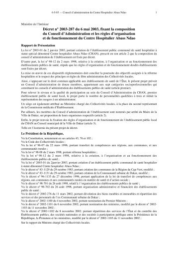 DÃ©cret nÂ° 2003-287 fixant la composition du Conseil d ...