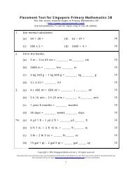 Placement Test for Singapore Primary Mathematics 3B