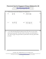 Placement Test for Singapore Primary Mathematics 6B