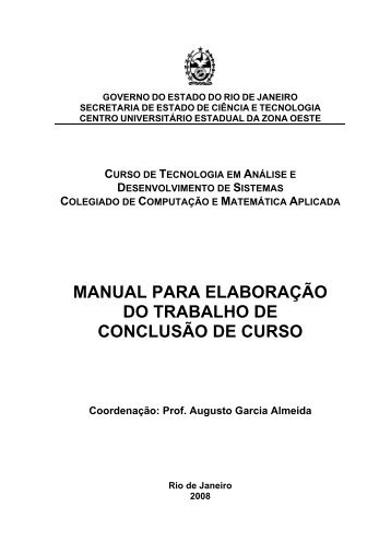 MANUAL PARA ELABORAÇÃO DO TRABALHO DE CONCLUSÃO DE CURSO