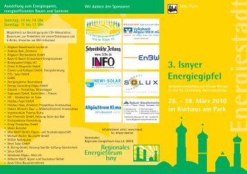 3. Isnyer Energiegipfel im Kurhaus am Park - in Isny im Allgäu