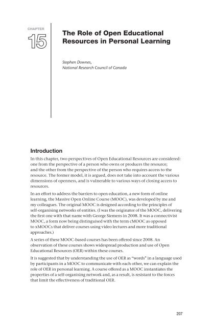 The Role of Open Educational Resources in Personal Learning