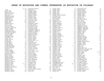 index of educators and others interested in education in colorado