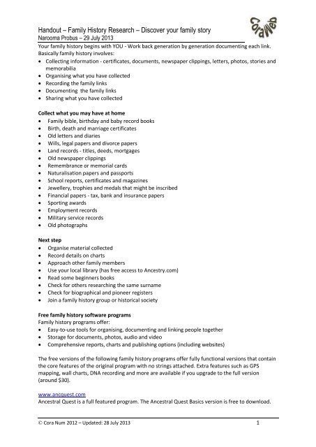 Ancestry Charts And Records