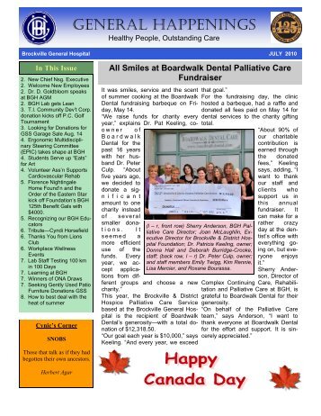 GENERAL HAPPENINGS - Brockville General Hospital