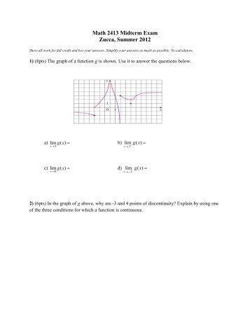 Math 2413 Midterm Exam Zucca Summer 2012