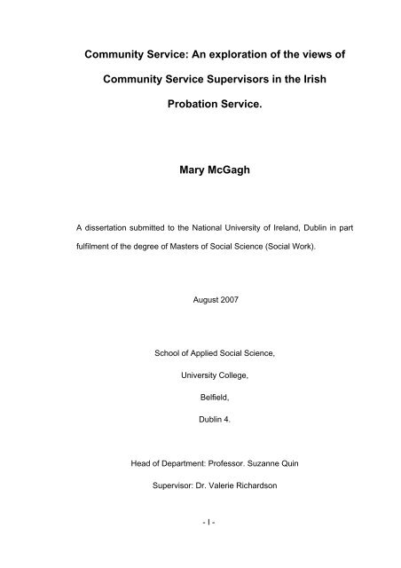 Community Service An Exploration Of The Views Of The Probation