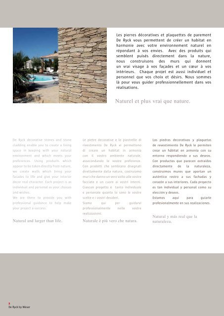 Scarica il catalogo - De Ryck by Weser - decorative stones for the in