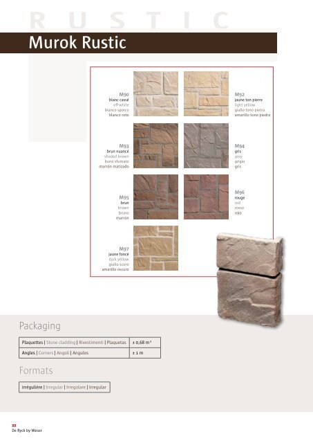 Scarica il catalogo - De Ryck by Weser - decorative stones for the in