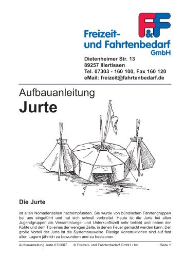 Aufbauanleitung Jurte - Freizeit- und Fahrtenbedarf GmbH