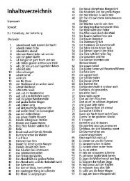 Inhaltsverzeichnis Liederbuch Jurtenburg