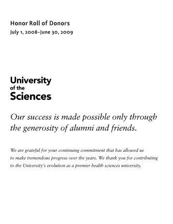 Our success is made possible only through the - University of the ...