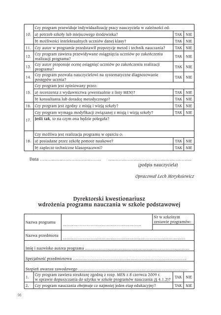 w rzeczywistości szkolnej Tworzenie – wybór – ewaluacja