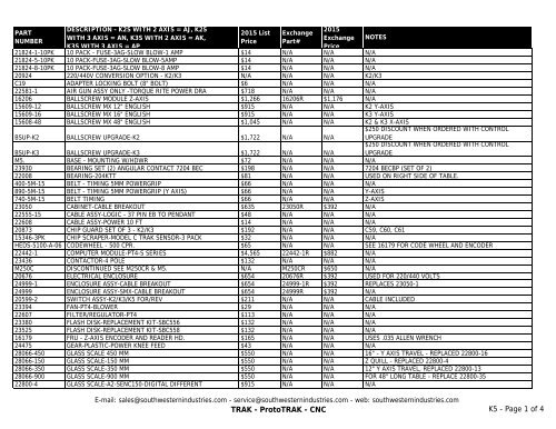 TRAK - ProtoTRAK - CNC K5 - Page 1 of 4