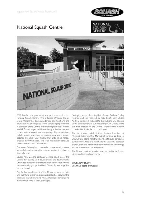 Squash New Zealand Annual Report 2012