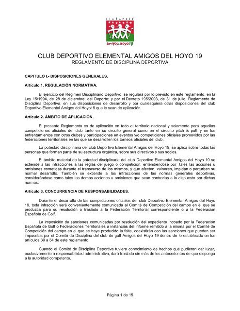 reglamento de disciplina deportiva del club de golf amigos del hoyo ...