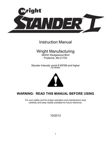 Instruction Manual Wright Manufacturing