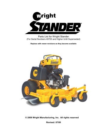 Parts List for Wright Stander