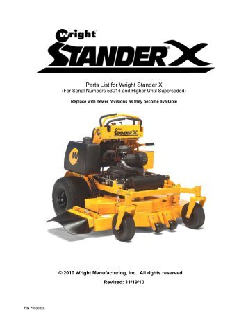 Parts List for Wright Stander X