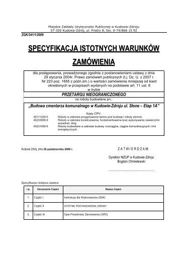 SPECYFIKACJA ISTOTNYCH WARUNKÓW ZAMÓWIENIA