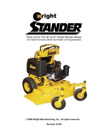 Parts List for The 36” & 42” Wright Stander Mower