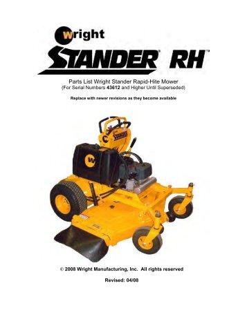 Parts List Wright Stander Rapid-Hite Mower