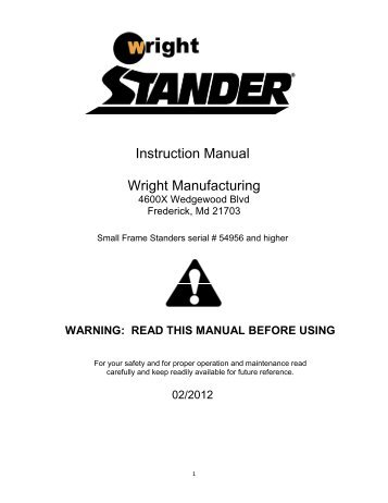 Instruction Manual Wright Manufacturing