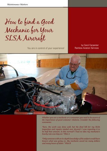 How to find a Good Mechanic for Your SLSA Aircraft