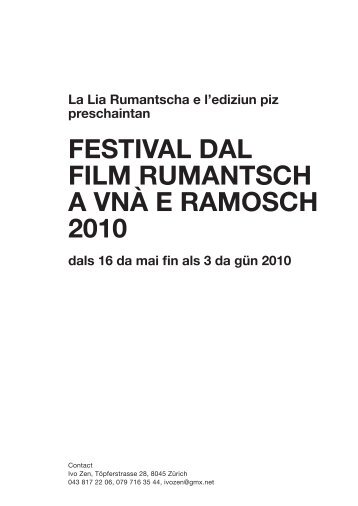 FestivaL daL FiLm Rumantsch a vnà e Ramosch ... - Lia Rumantscha