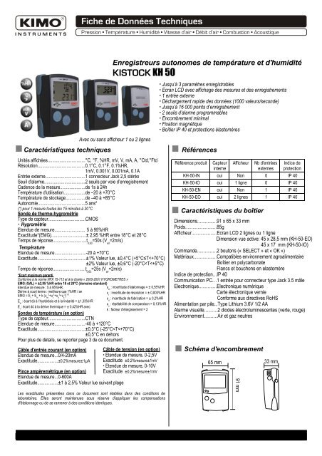 Enregistreur de Température/Hygrométrie autonome KIMO KH50