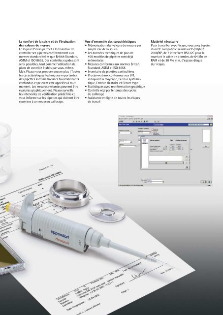 Calibrage de pipettes Sartorius La simplicitÃ© du ... - MPQ Electronique