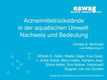 Arzneimittelrückstände in der aquatischen Umwelt Nachweis und Bedeutung