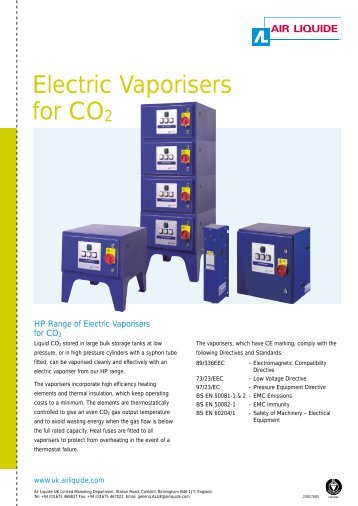 Electric Vaporisers for CO2 - Air Liquide UK